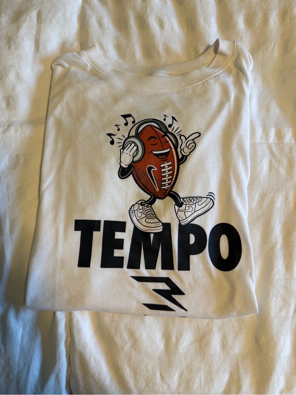 Nike White Graphic 'Tempo' Tee with Football Character